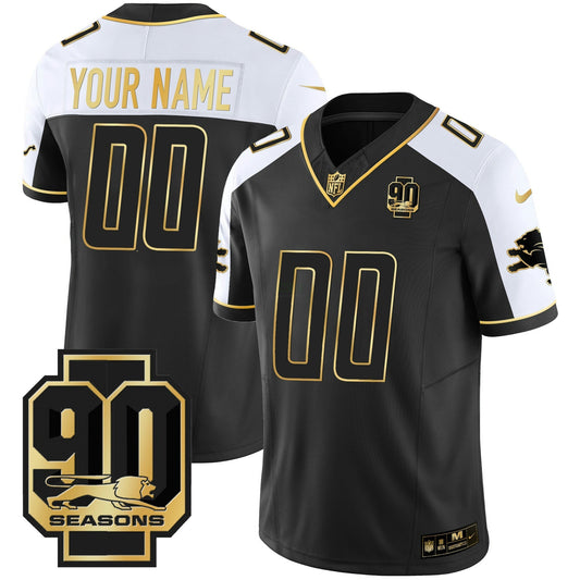 Camisa NFL Detroit 90th Year Patch Dourada Jersey