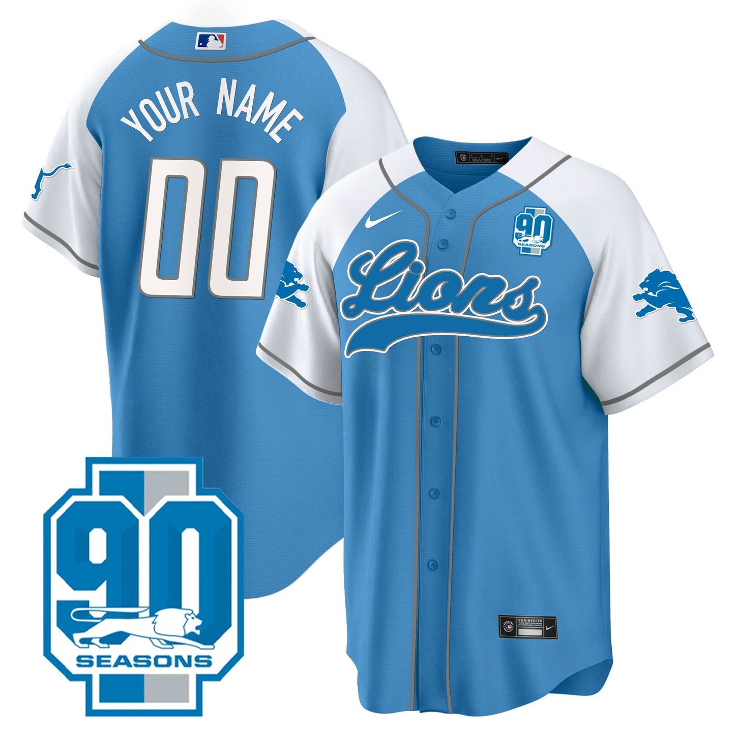 Camisa NFL Detroit Lions Detroit 90th Year Patch Jersey - Baseball