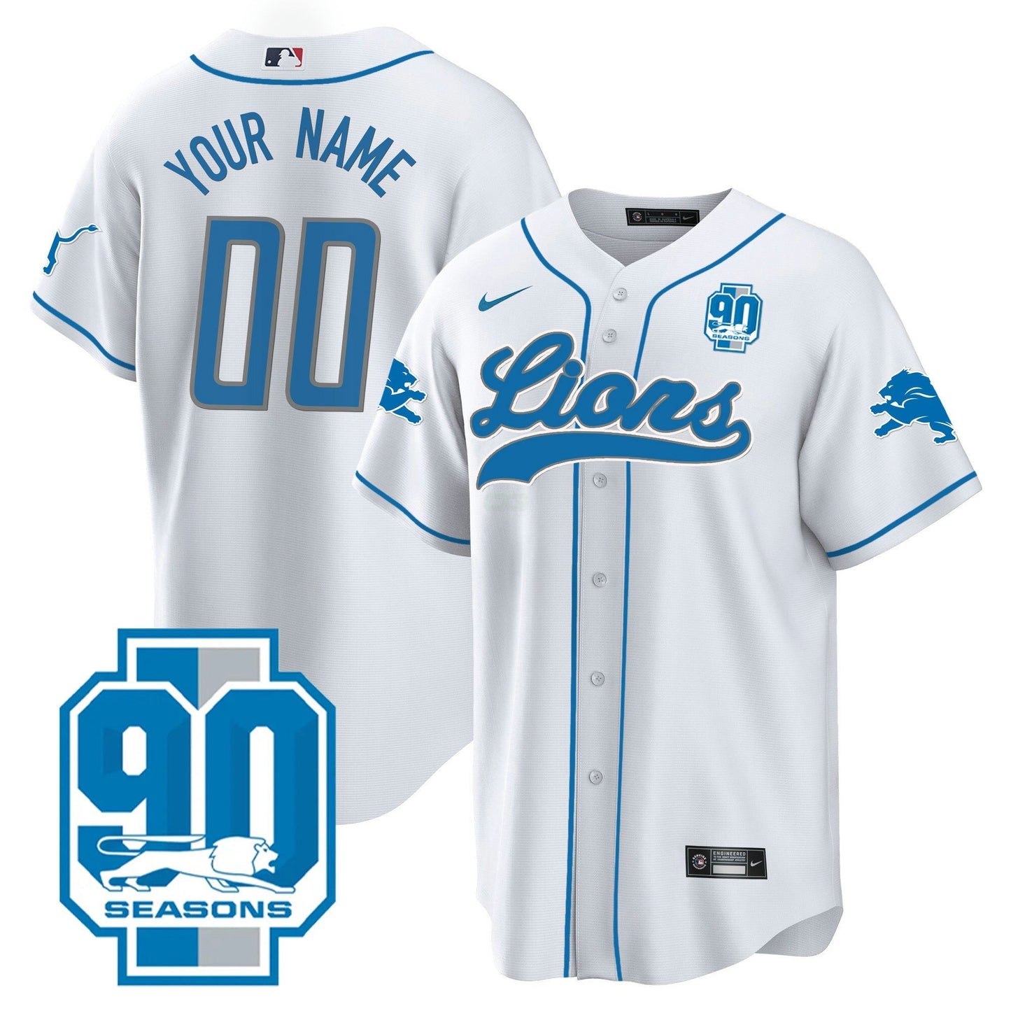Camisa NFL Detroit Lions Detroit 90th Year Patch Jersey - Baseball