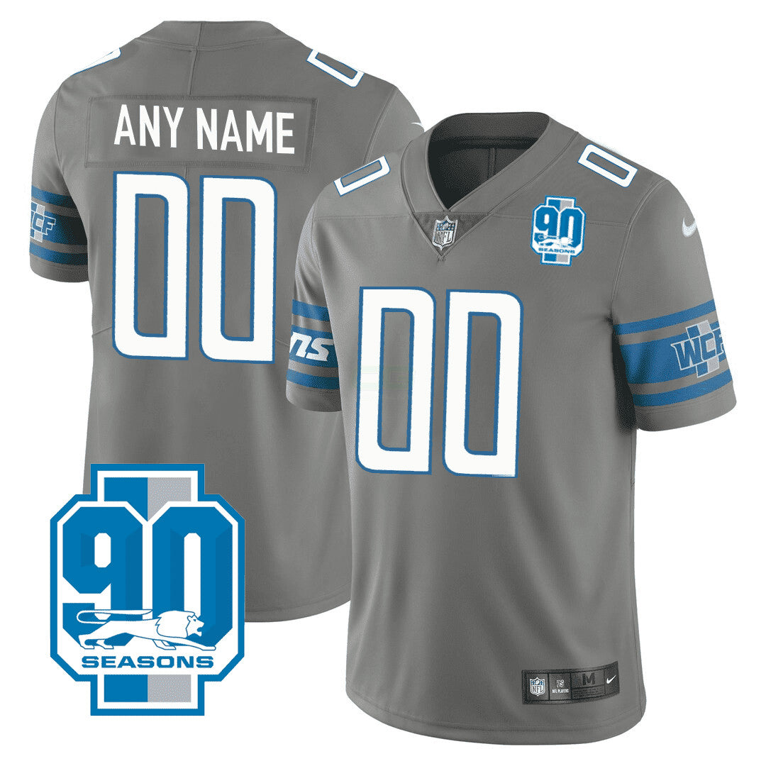 Camisa NFL Detroit Lions Detroit 90th Year Patch Jersey - Preta Alternativa