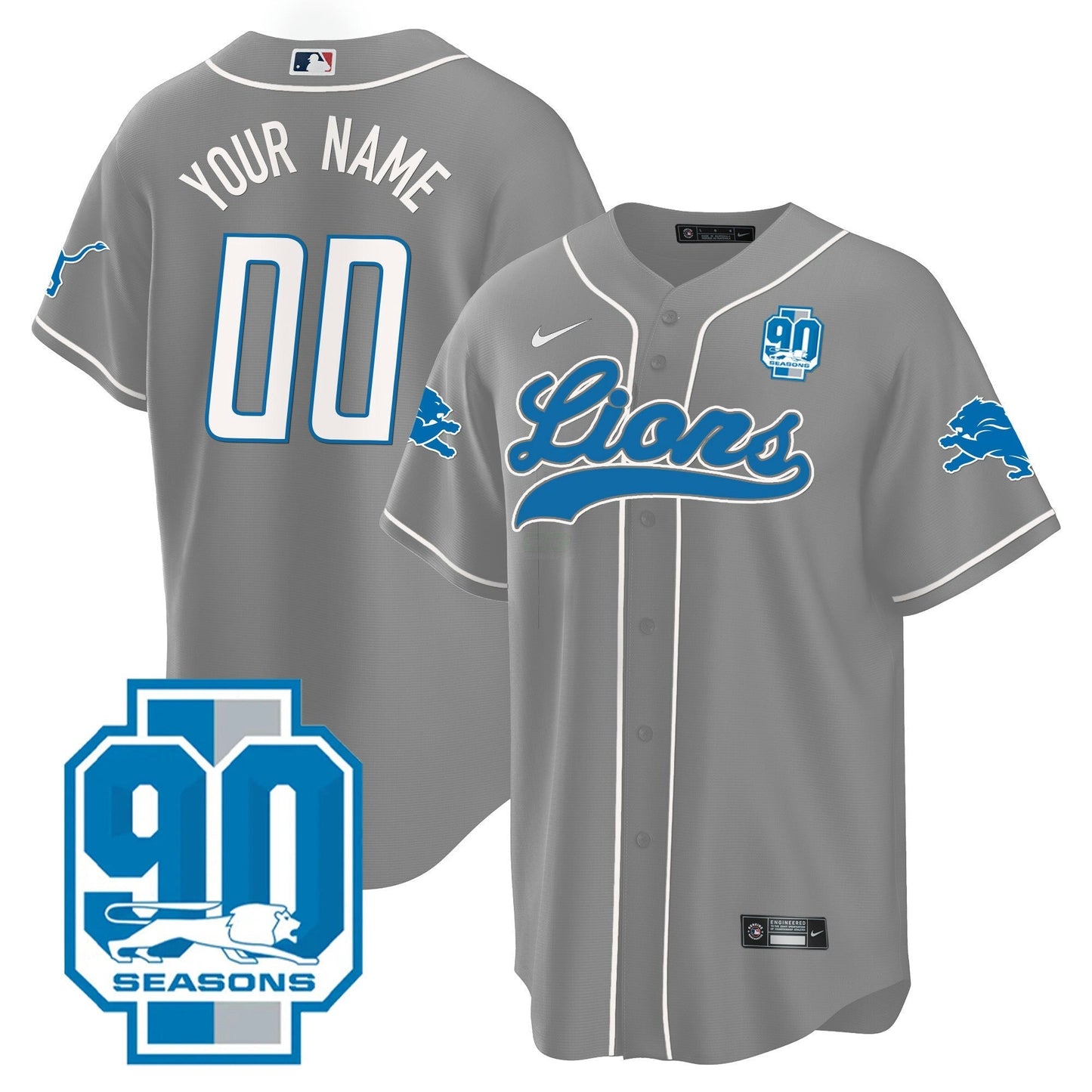 Camisa NFL Detroit Lions Detroit 90th Year Patch Jersey - Baseball