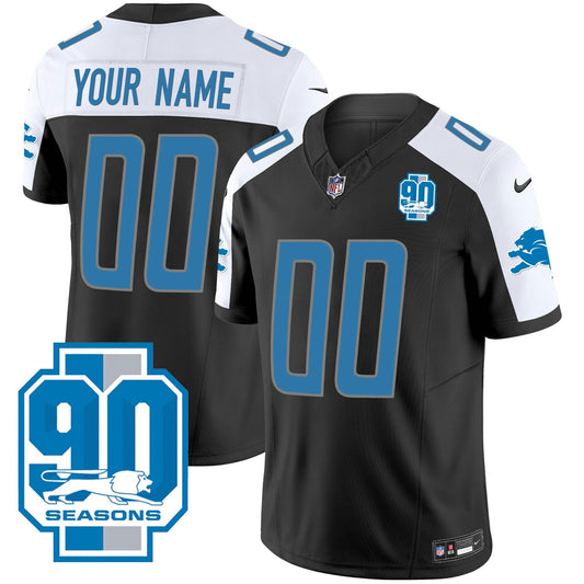 Camisa NFL Detroit Lions Detroit 90th Year Patch Jersey - Preta Alternativa