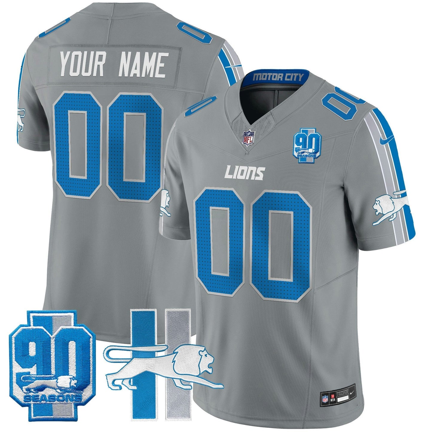 Camisa NFL Detroit Throwback 90th Year Patch Vapor Limited Jersey