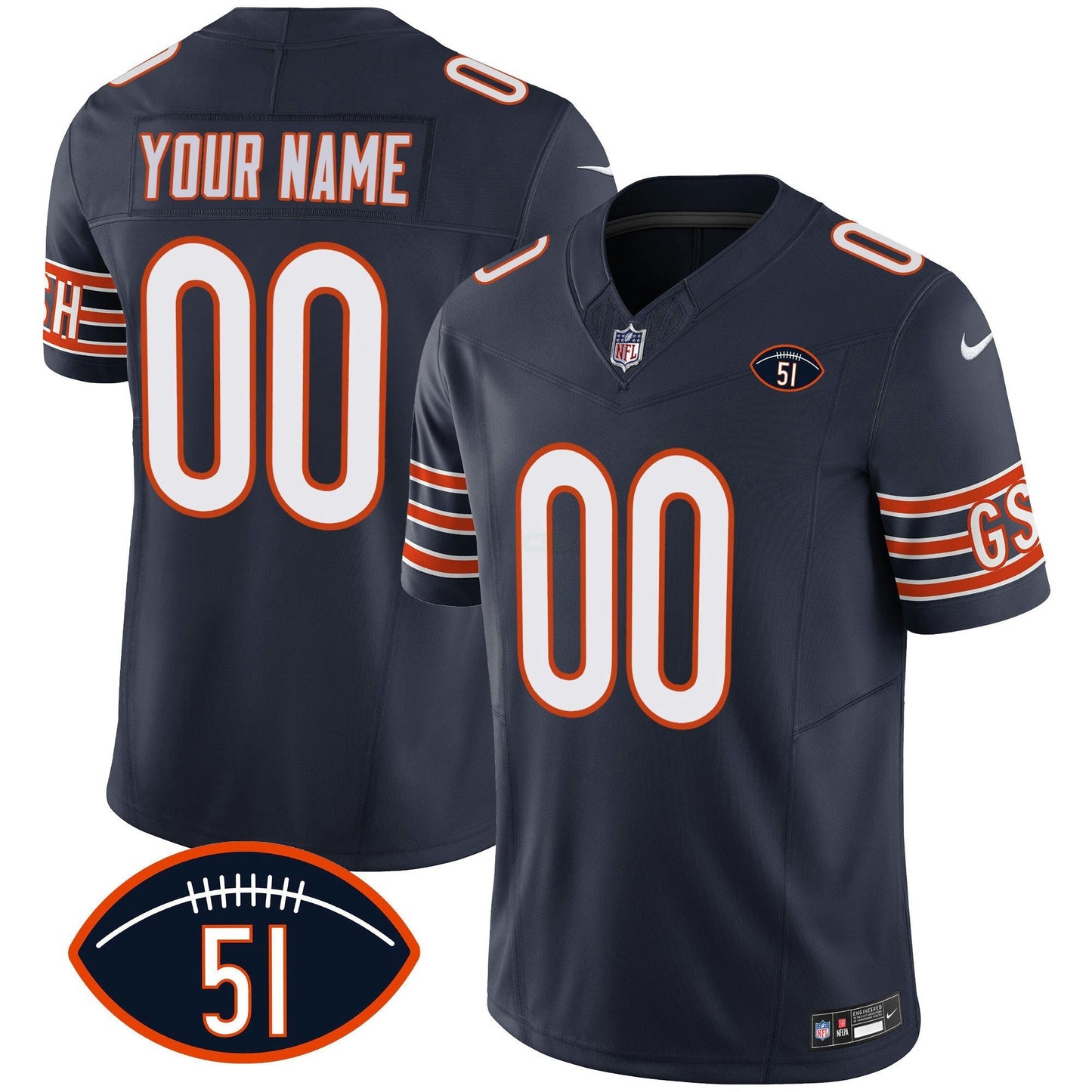 Camisa NFL Dick Butkus Patch GSH Vapor Jersey