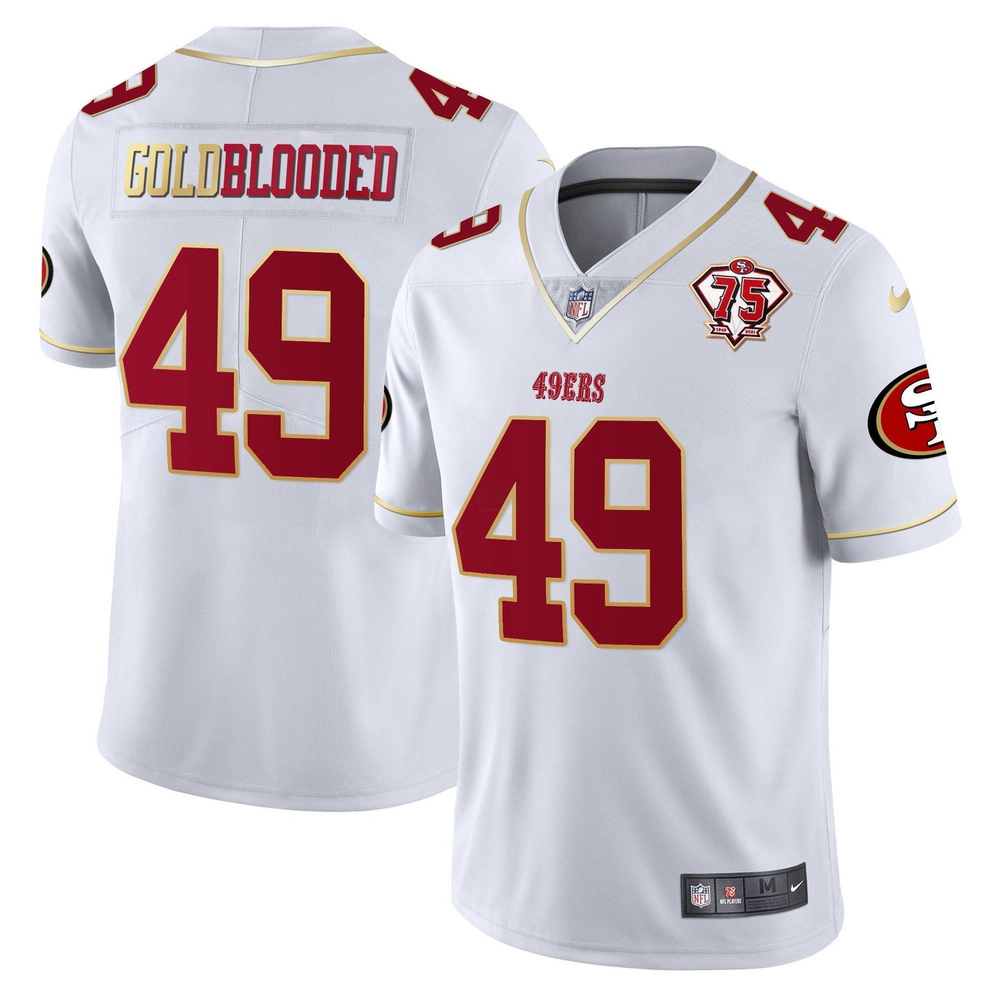 Camisa NFL Dourada Blooded 75th Anniversary Patch Vapor Dourada Trim Jersey V2
