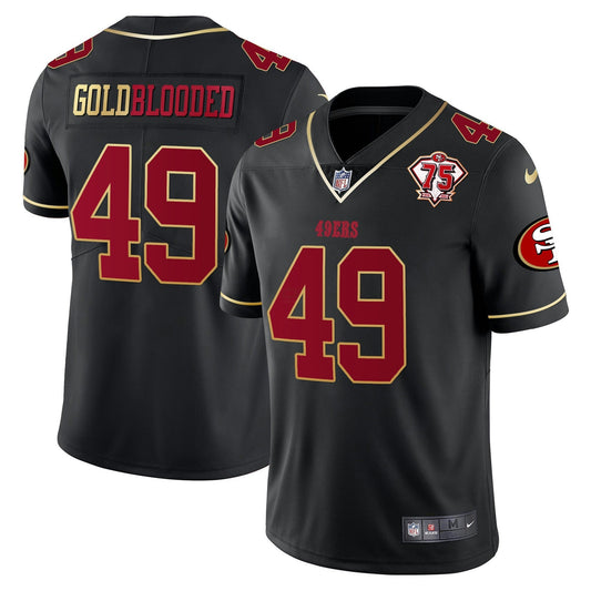 Camisa NFL Dourada Blooded 75th Anniversary Patch Vapor Dourada Trim Jersey V2