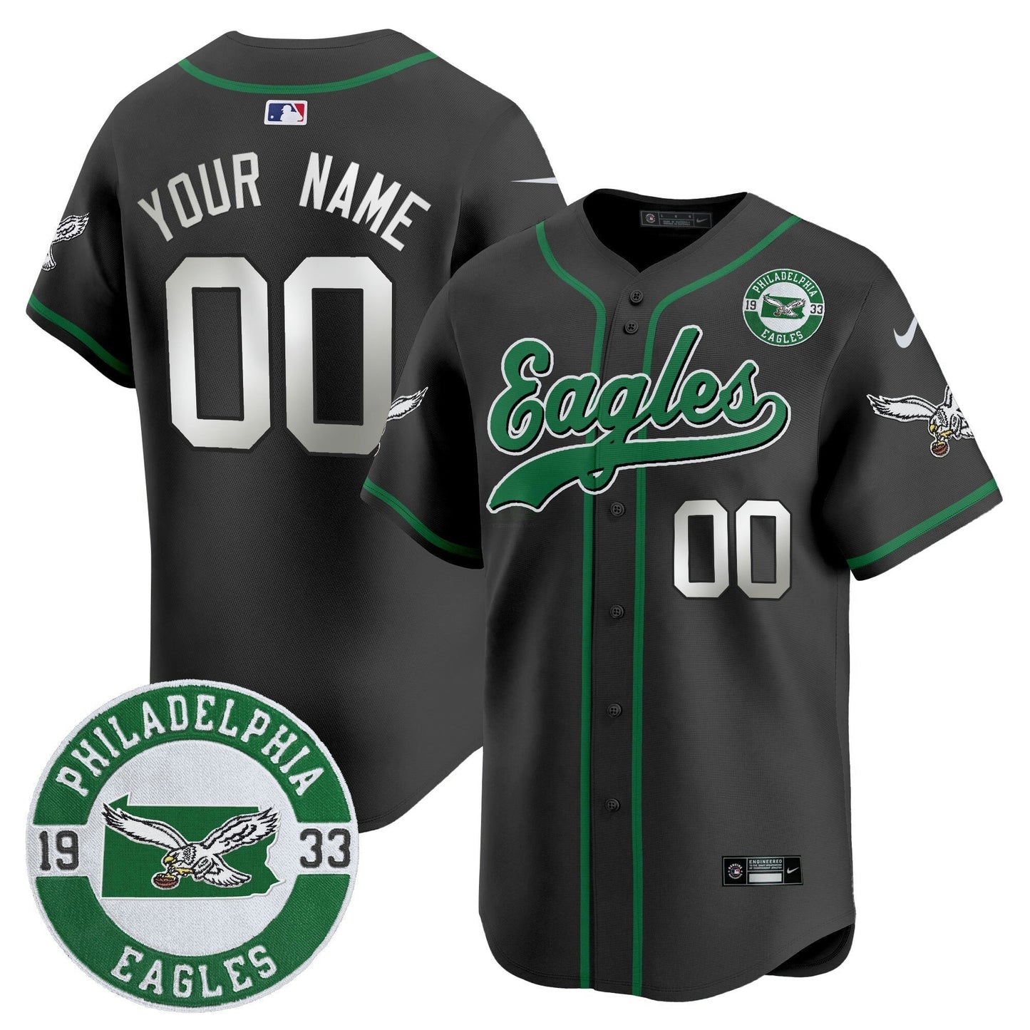 Camisa NFL Est. 1933 Patch Patch Kelly Green Vapor Jersey