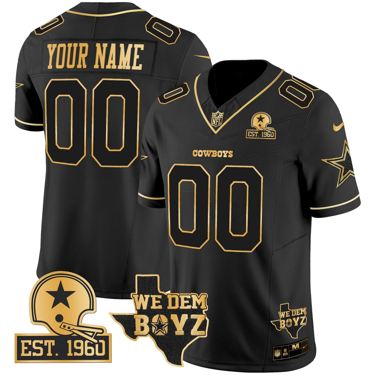 Camisa NFL Est. 1960 & We Dem Boyz Patch Dourada Vapor Limited Jersey V2