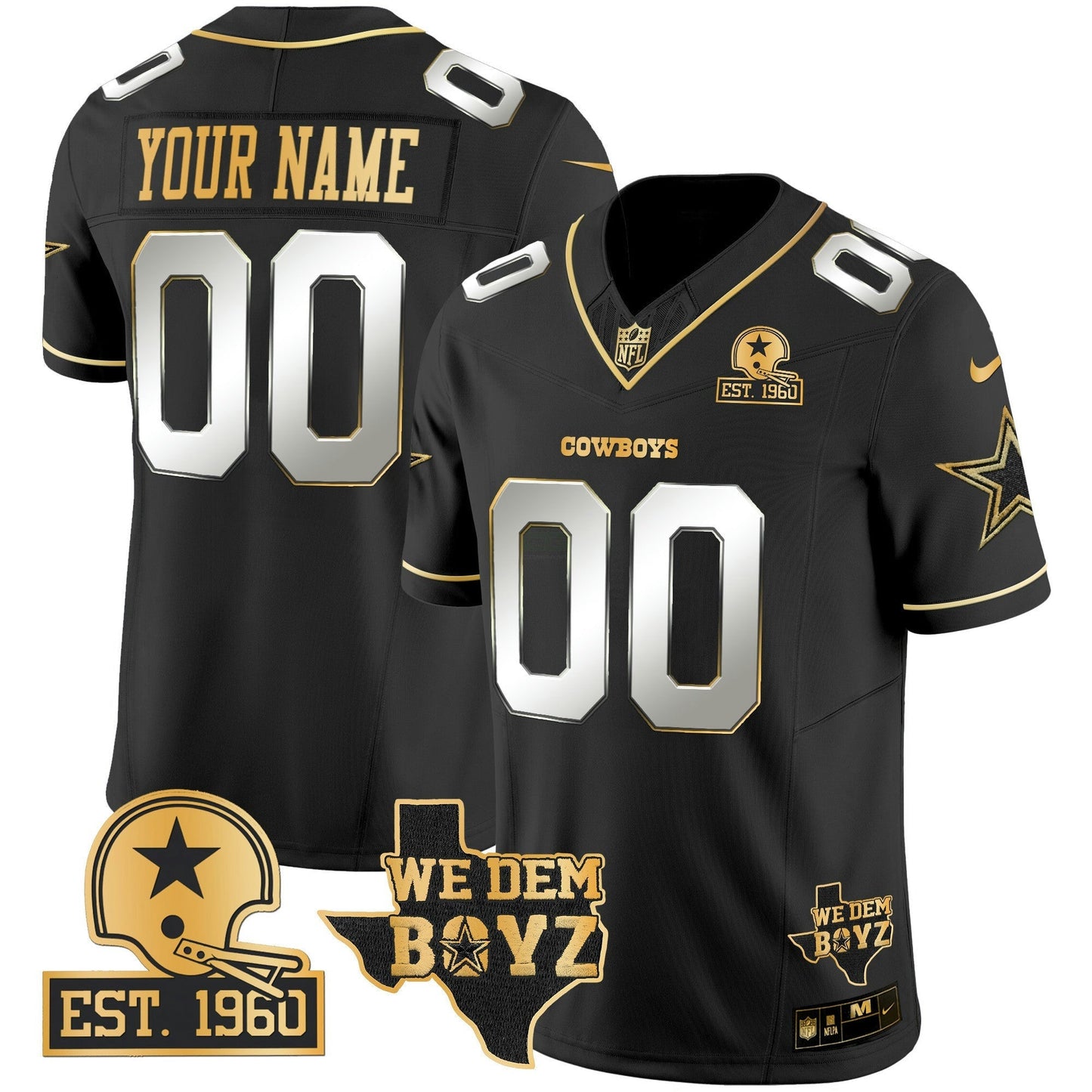 Camisa NFL Est. 1960 & We Dem Boyz Patch Dourada Vapor Limited Jersey V2
