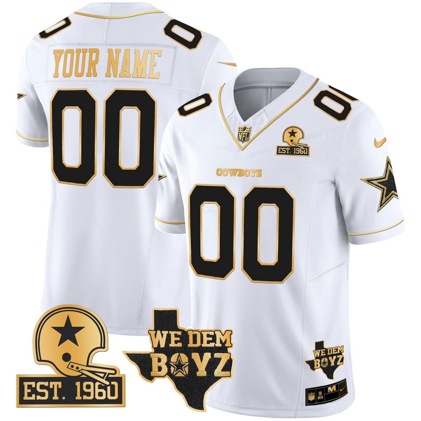 Camisa NFL Est. 1960 & We Dem Boyz Patch Dourada Vapor Limited Jersey V2