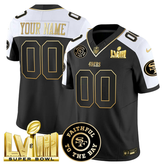 Camisa NFL Faithful & Super Bowl LVIII Dourada Patch Vapor Jersey V2