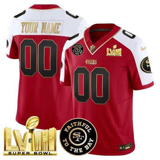 Camisa NFL Faithful & Super Bowl LVIII Dourada Patch Vapor Jersey