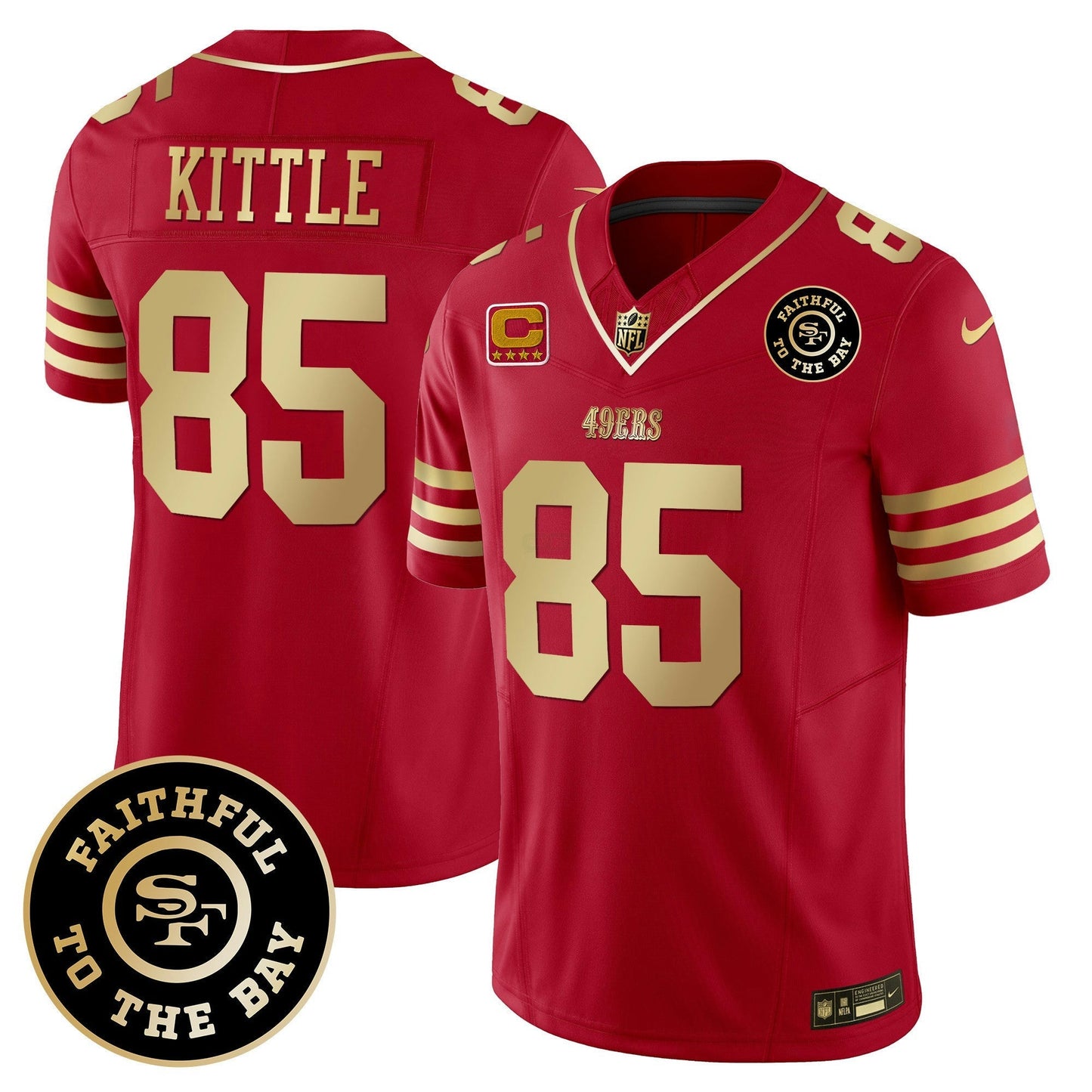 Camisa NFL Faithful To The Bay Patch Escarlate Dourada Vapor Limited Jersey