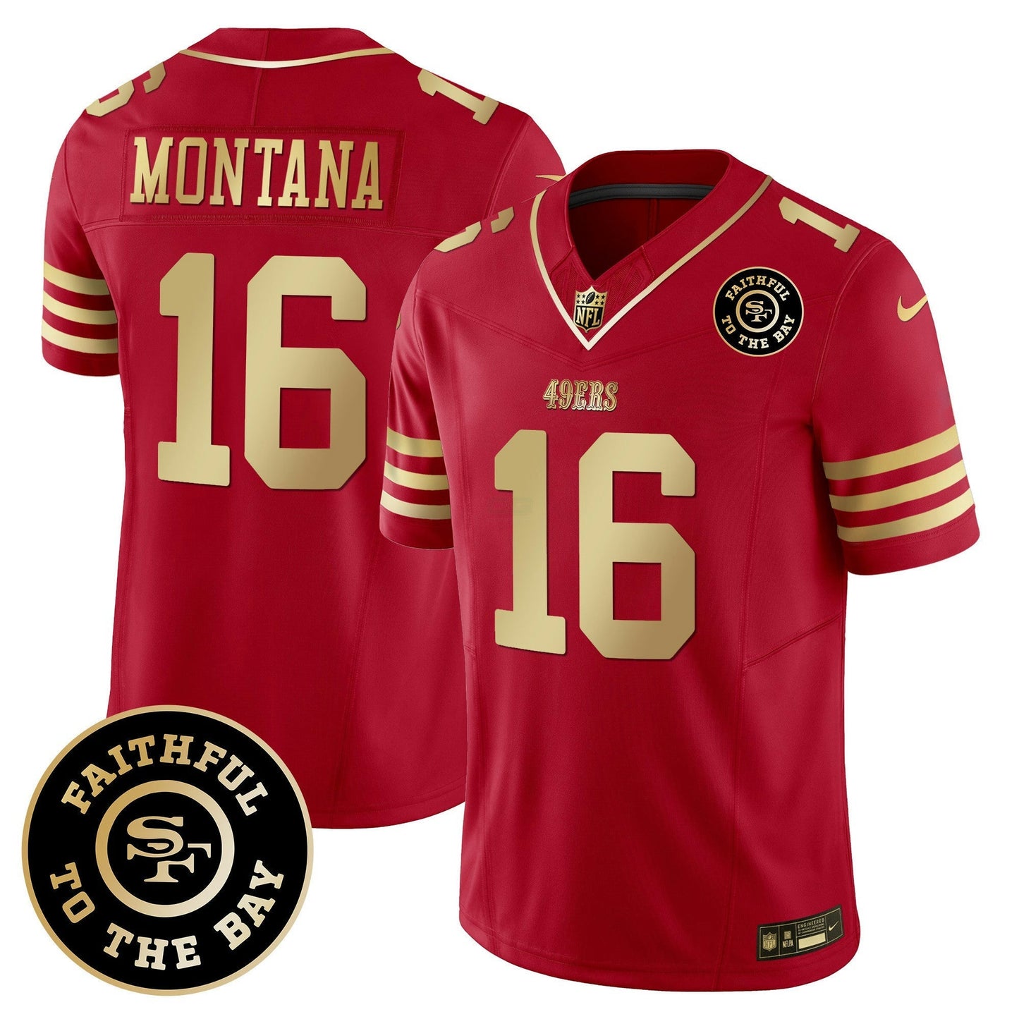 Camisa NFL Faithful To The Bay Patch Escarlate Dourada Vapor Limited Jersey