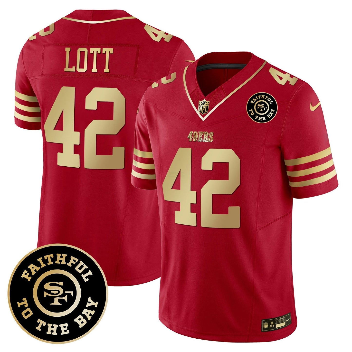 Camisa NFL Faithful To The Bay Patch Escarlate Dourada Vapor Limited Jersey
