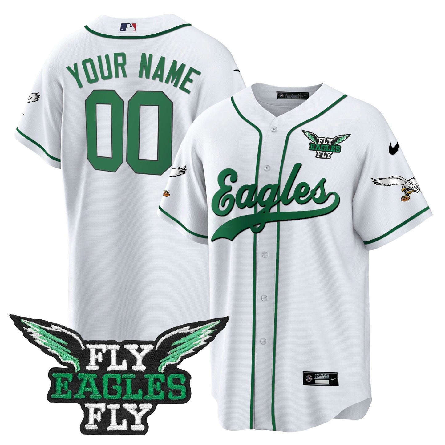 Camisa NFL Fly Fly Patch Throwback Kelly Green Jersey