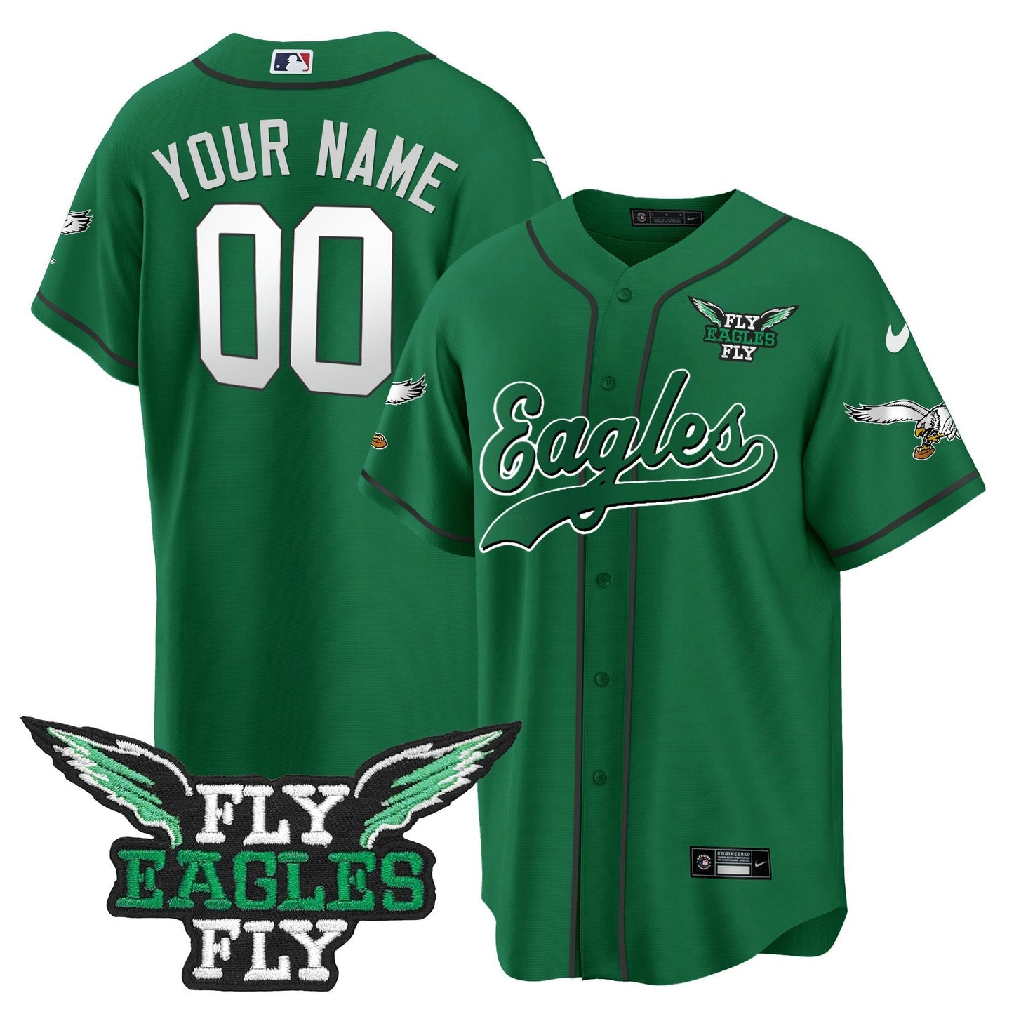 Camisa NFL Fly Fly Patch Throwback Kelly Green Jersey