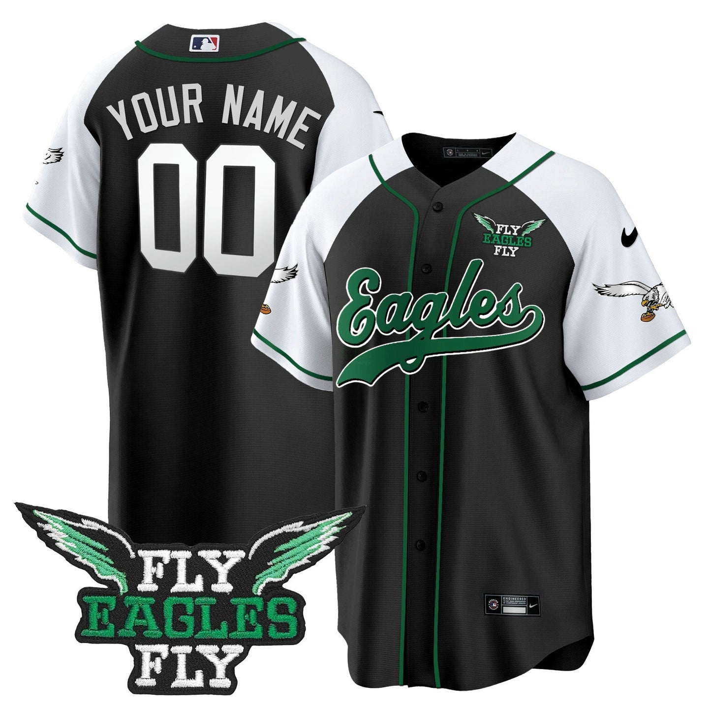 Camisa NFL Fly Fly Patch Throwback Kelly Green Jersey