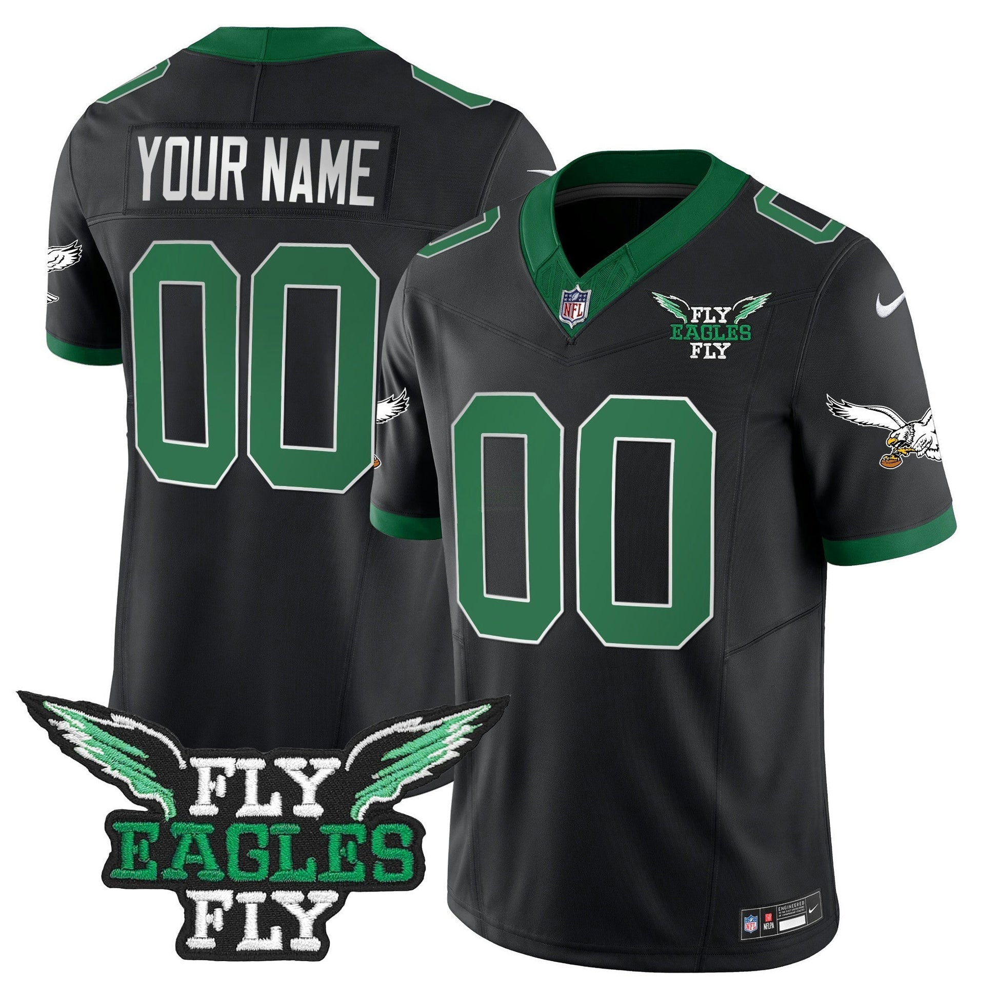 Camisa NFL Fly Fly Patch Throwback Kelly Green Vapor Jersey
