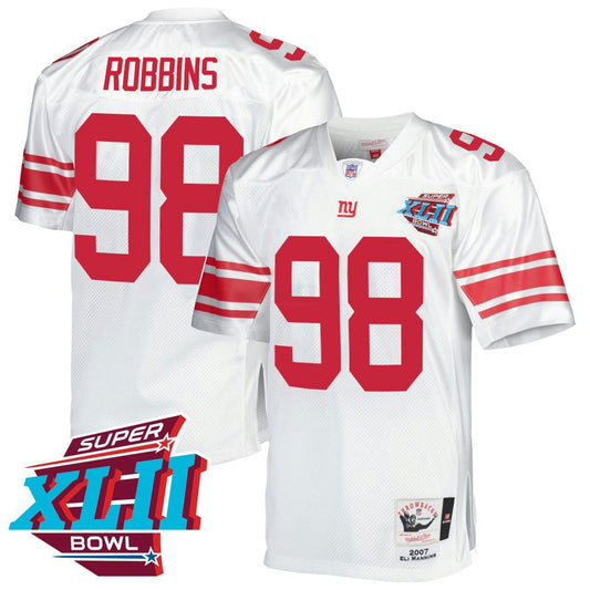Camisa NFL Fred Robbins New York White Super Bowl XLII Throwback Jersey - Fred Robbins