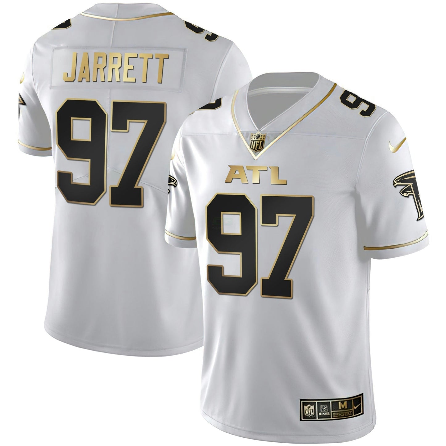 Camisa NFL Grady Jarrett Atlanta Preta Dourada & Branca Dourada Jersey