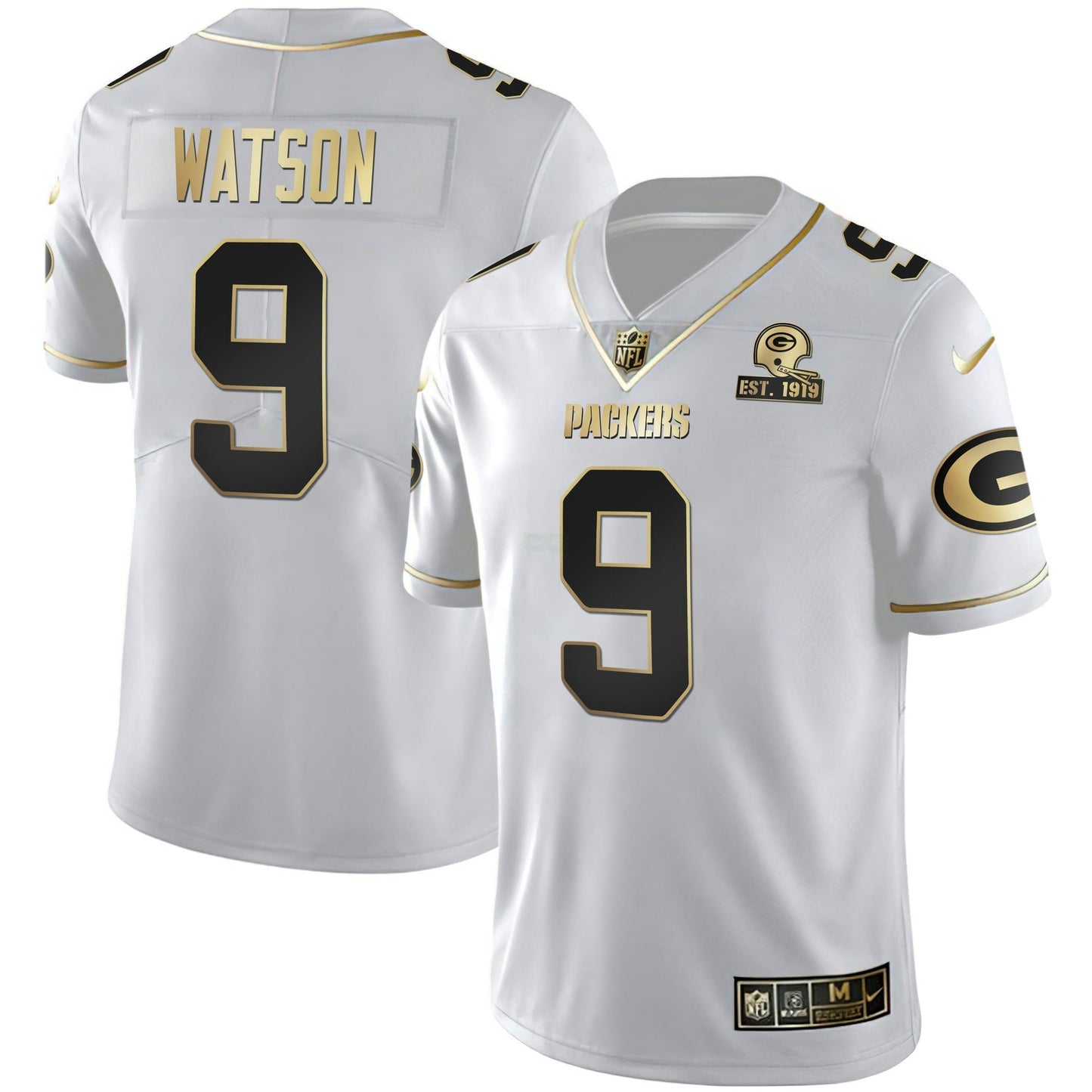 Camisa NFL Green Bay Branca Dourada Jersey Est 1919 Patch