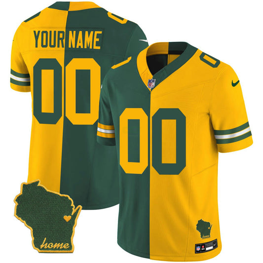 Camisa NFL Green Bay Custom Split Jersey - Verde Amarela