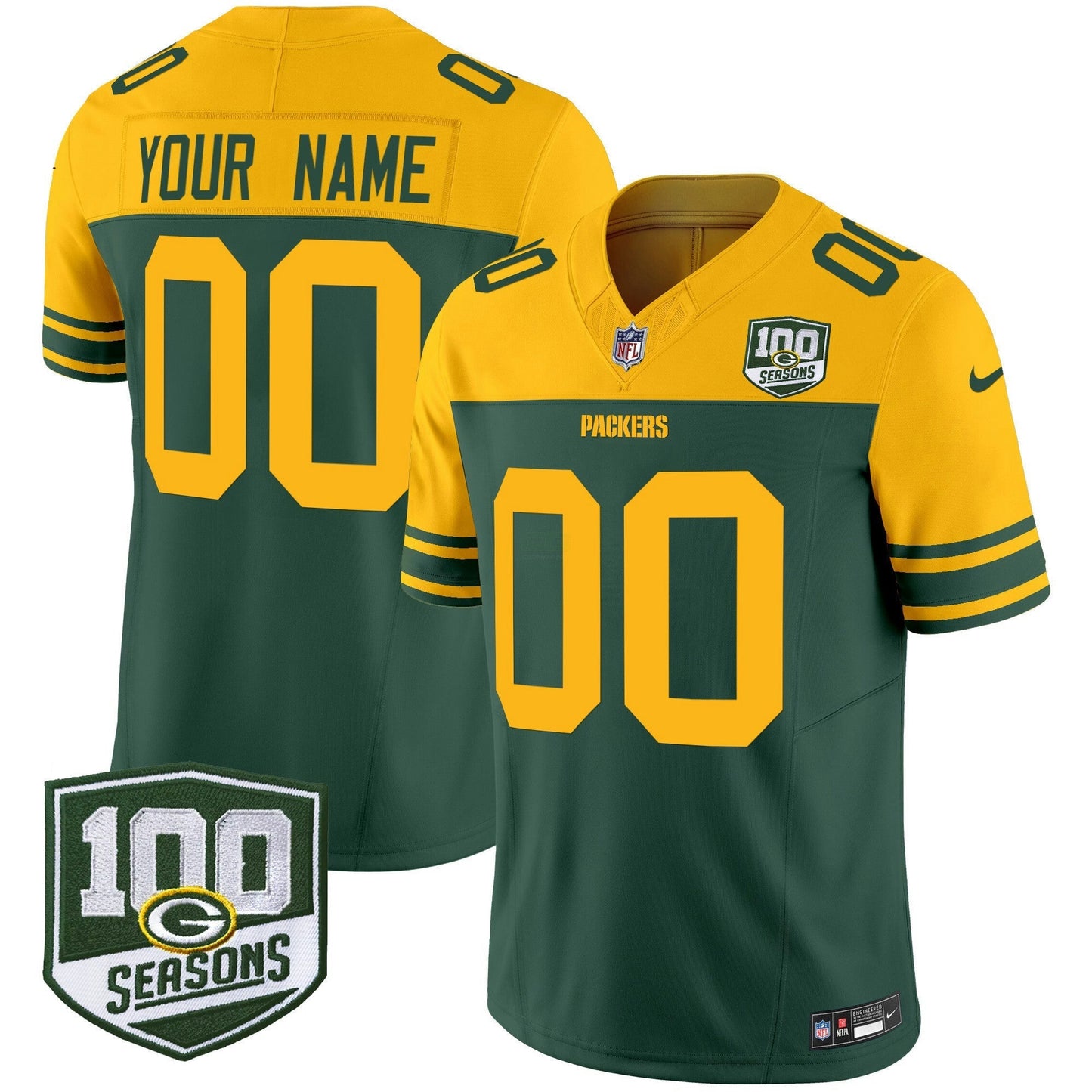 Camisa NFL Green Bay Throwback 100th Season Patch Vapor Limited Jersey