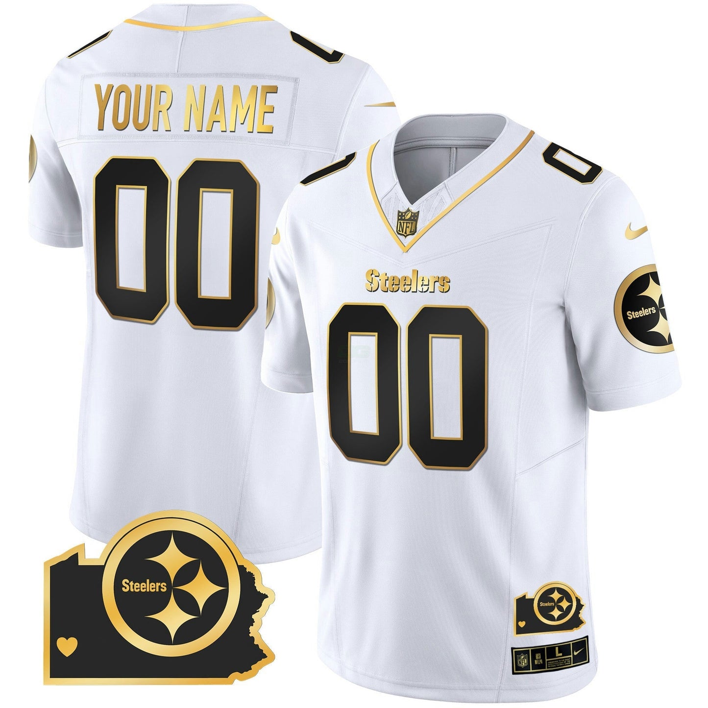 Camisa NFL Pittsburgh Steelers Home Patch Dourada Vapor Jersey