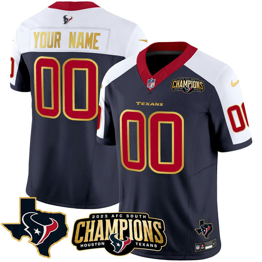 Camisa NFL Houston 2023 AFC South Champions Patch Dourada Trim Vapor Jersey