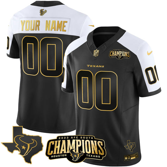 Camisa NFL Houston 2023 AFC South Champions Patch Dourada Vapor Jersey