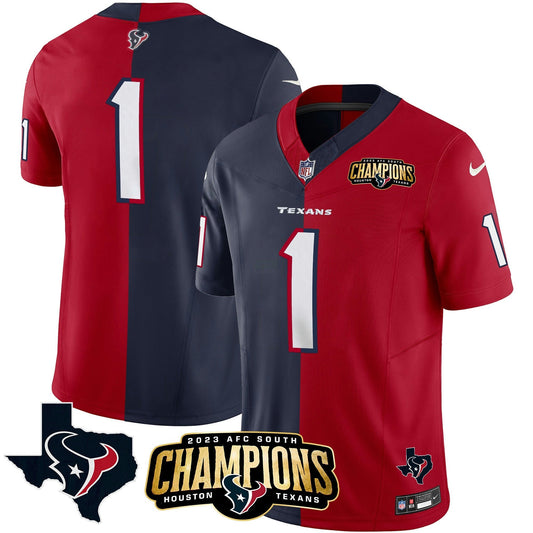 Camisa NFL Houston 2023 AFC South Champions Patch Split Vapor Jersey