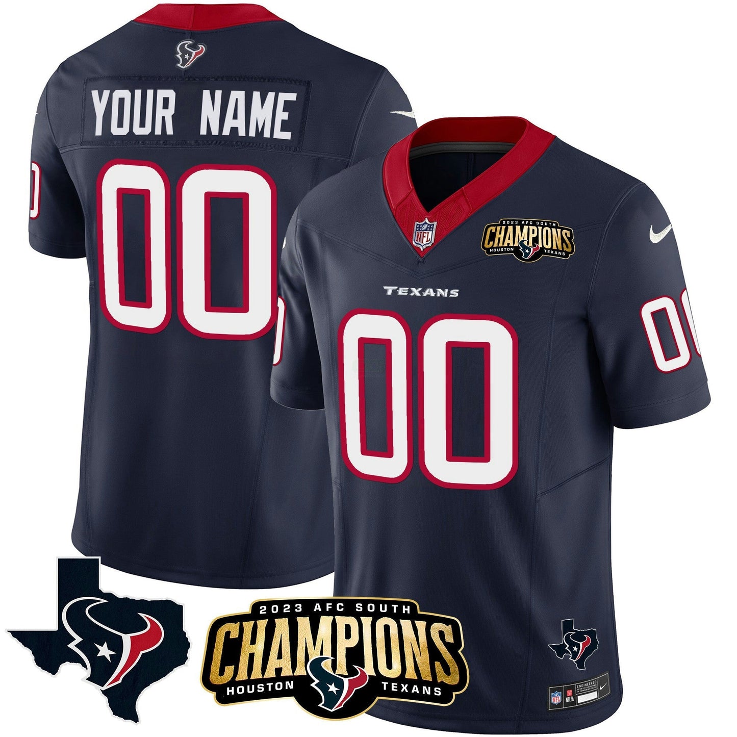 Camisa NFL Houston 2023 AFC South Champions Patch Vapor Jersey