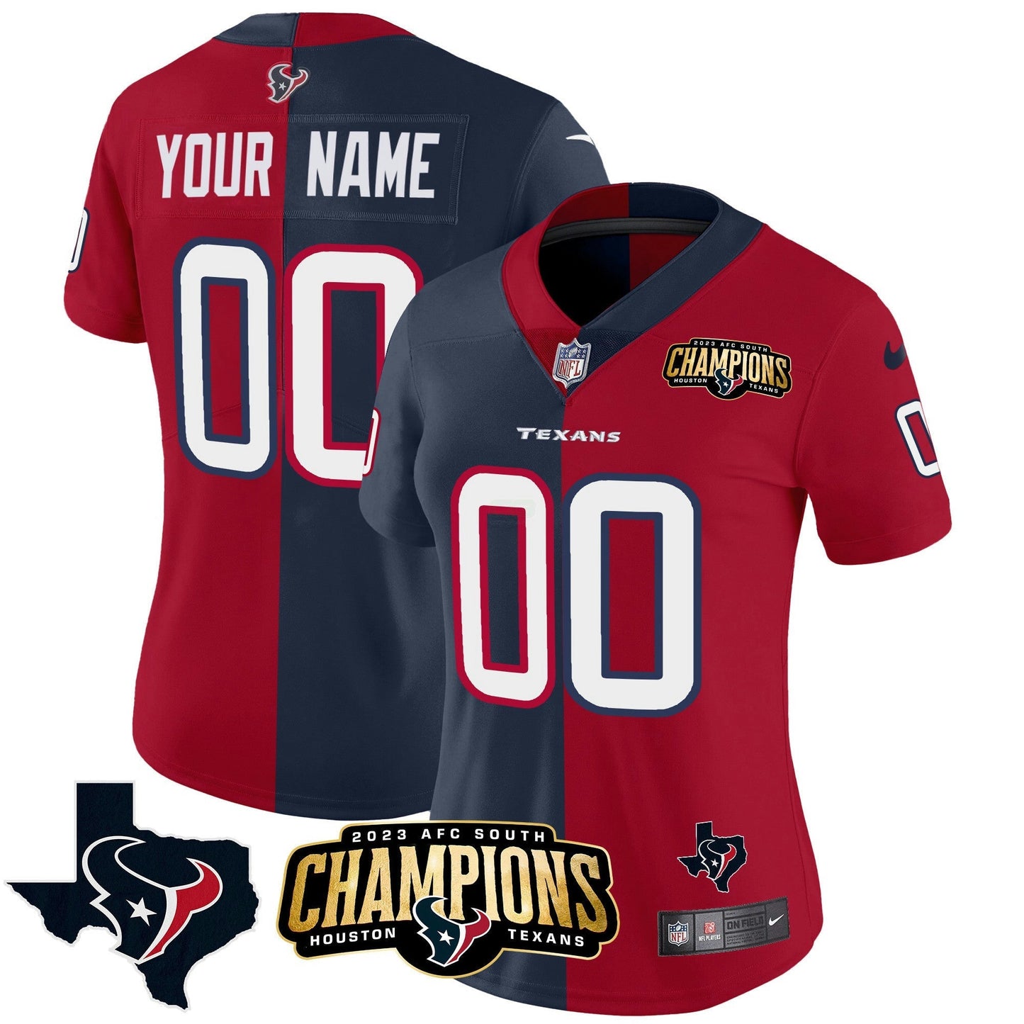 Camisa NFL Houston 2023 AFC South Champions Patch Vapor Jersey