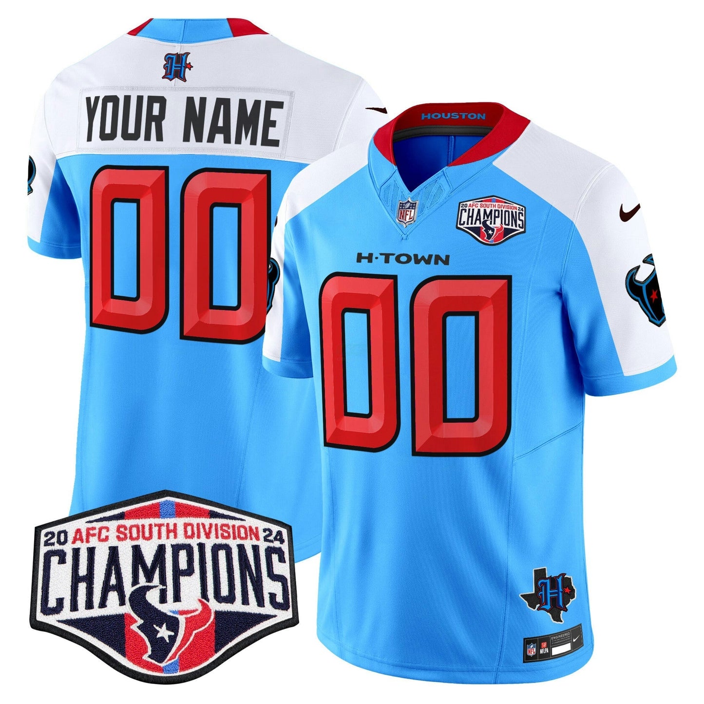Camisa NFL Houston 2024 AFC South Division Champions Patch Vapor Limited Jersey