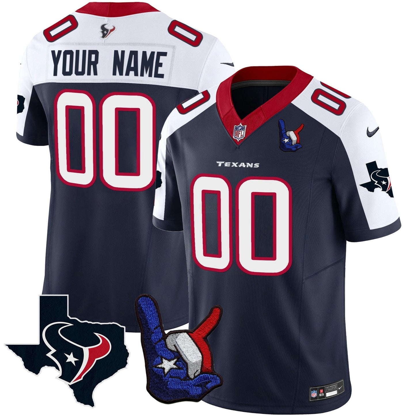 Camisa NFL Houston Hand Sign Throwing Up The H Vapor Jersey