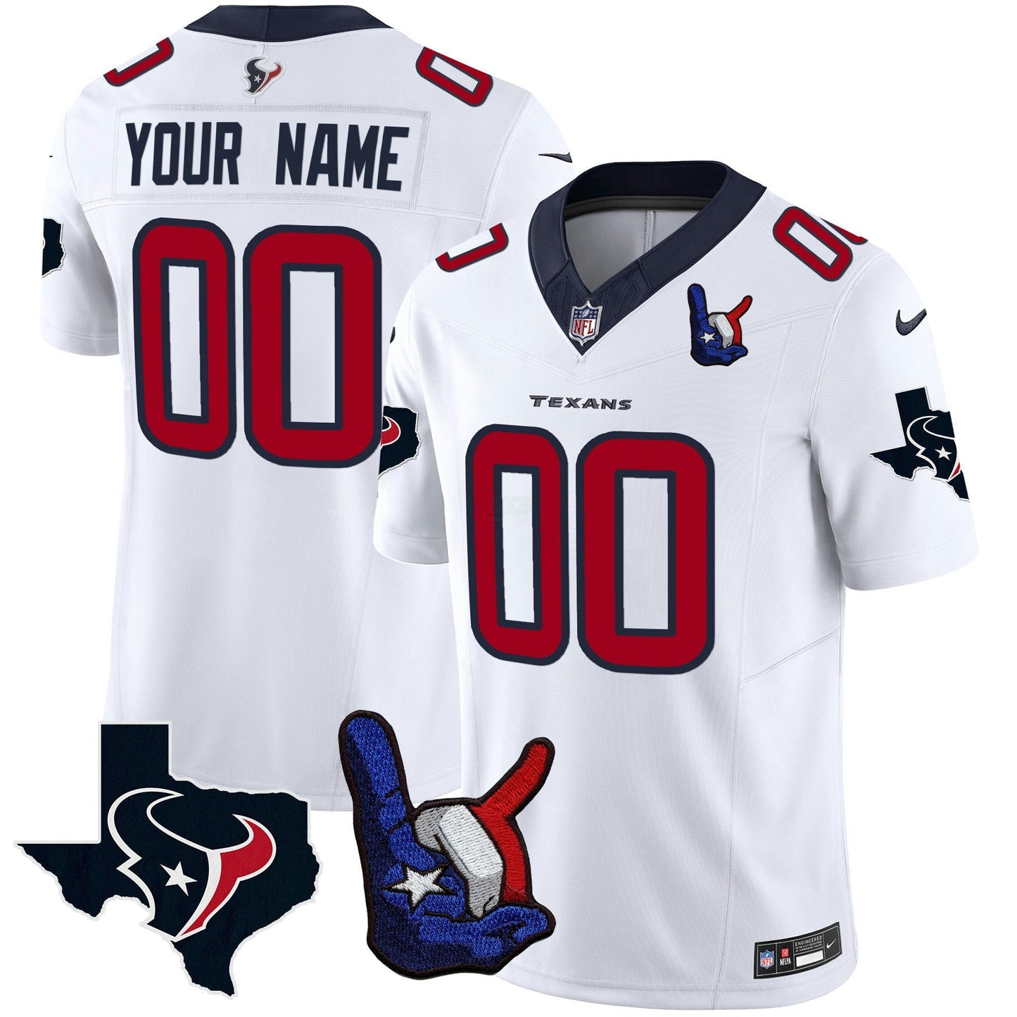 Camisa NFL Houston Hand Sign Throwing Up The H Vapor Jersey