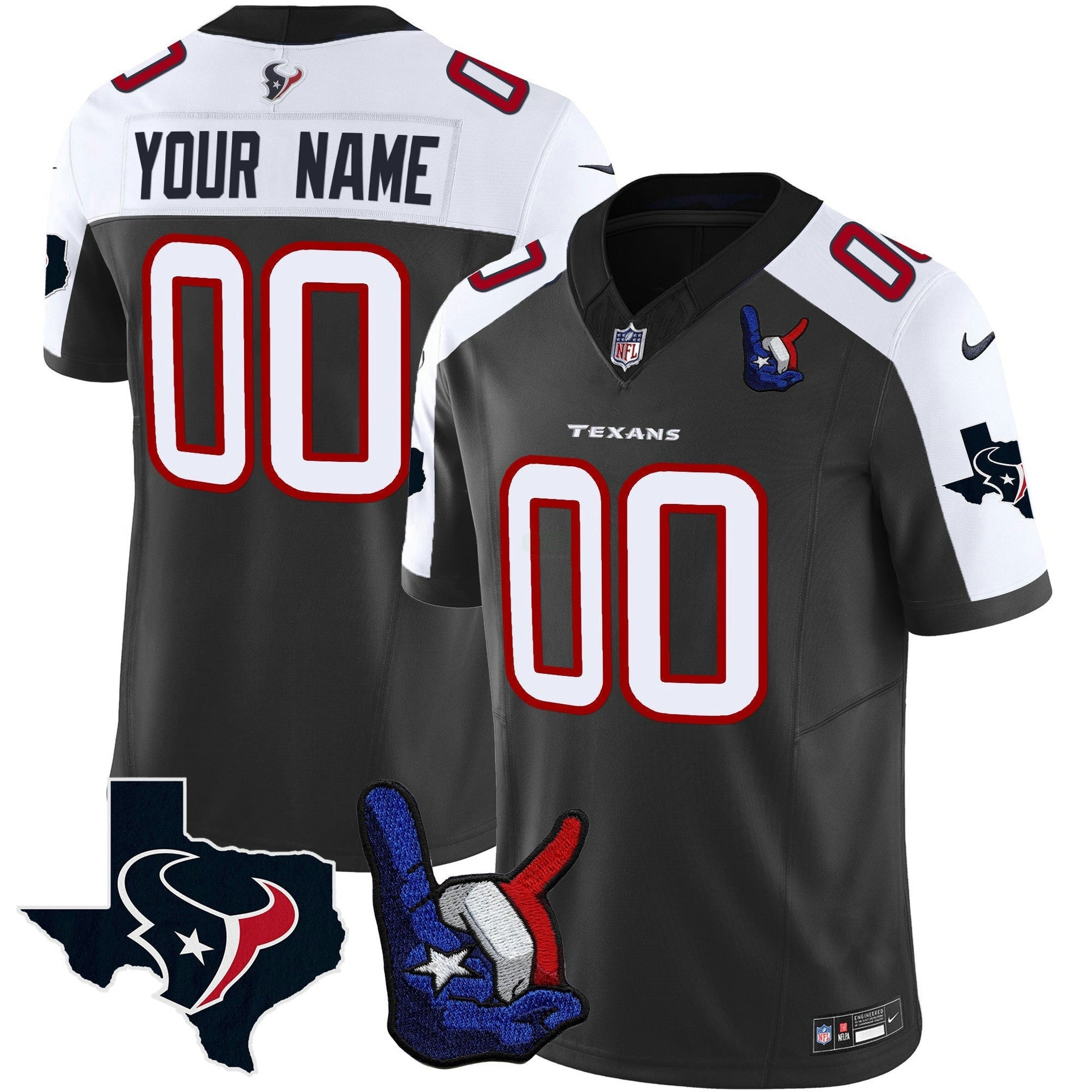 Camisa NFL Houston Hand Sign Throwing Up The H Vapor Jersey