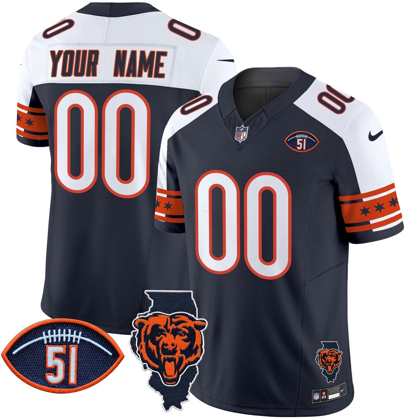 Camisa NFL Illinois & Dick Butkus Patch Vapor Limited Jersey