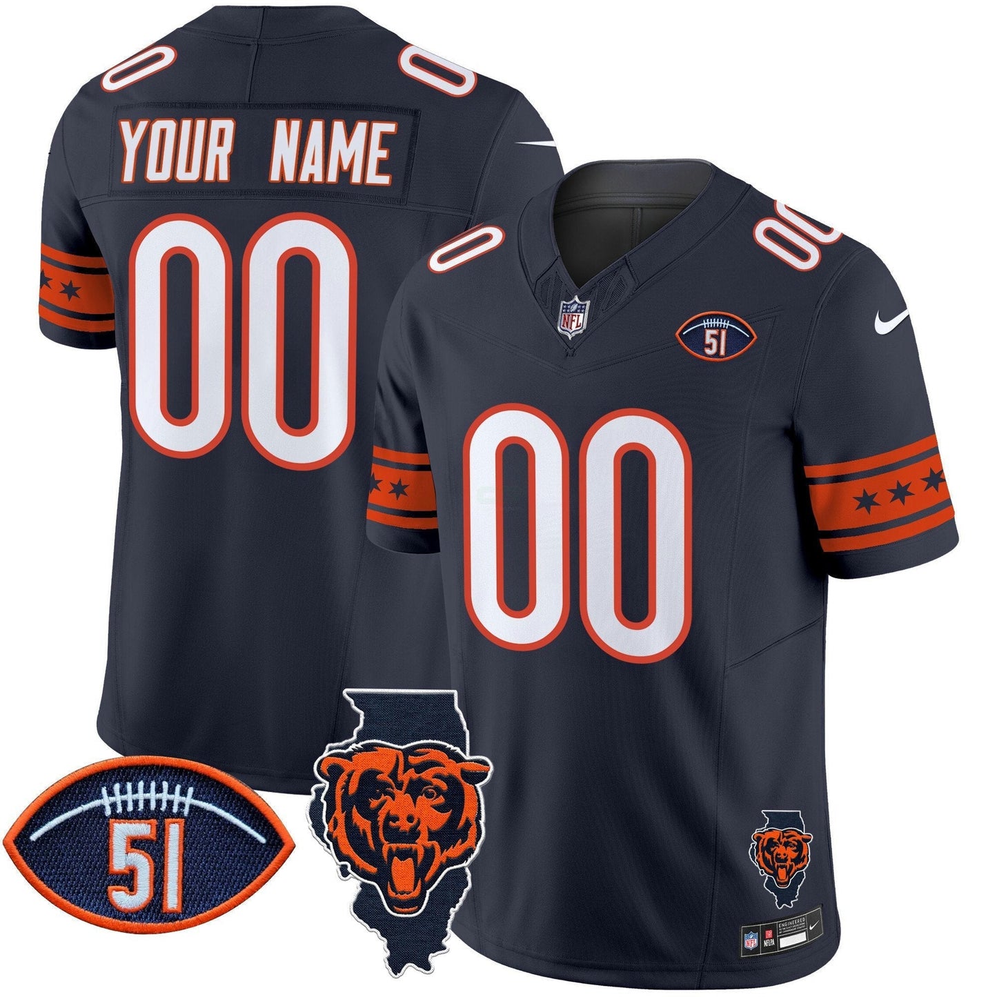 Camisa NFL Illinois & Dick Butkus Patch Vapor Limited Jersey