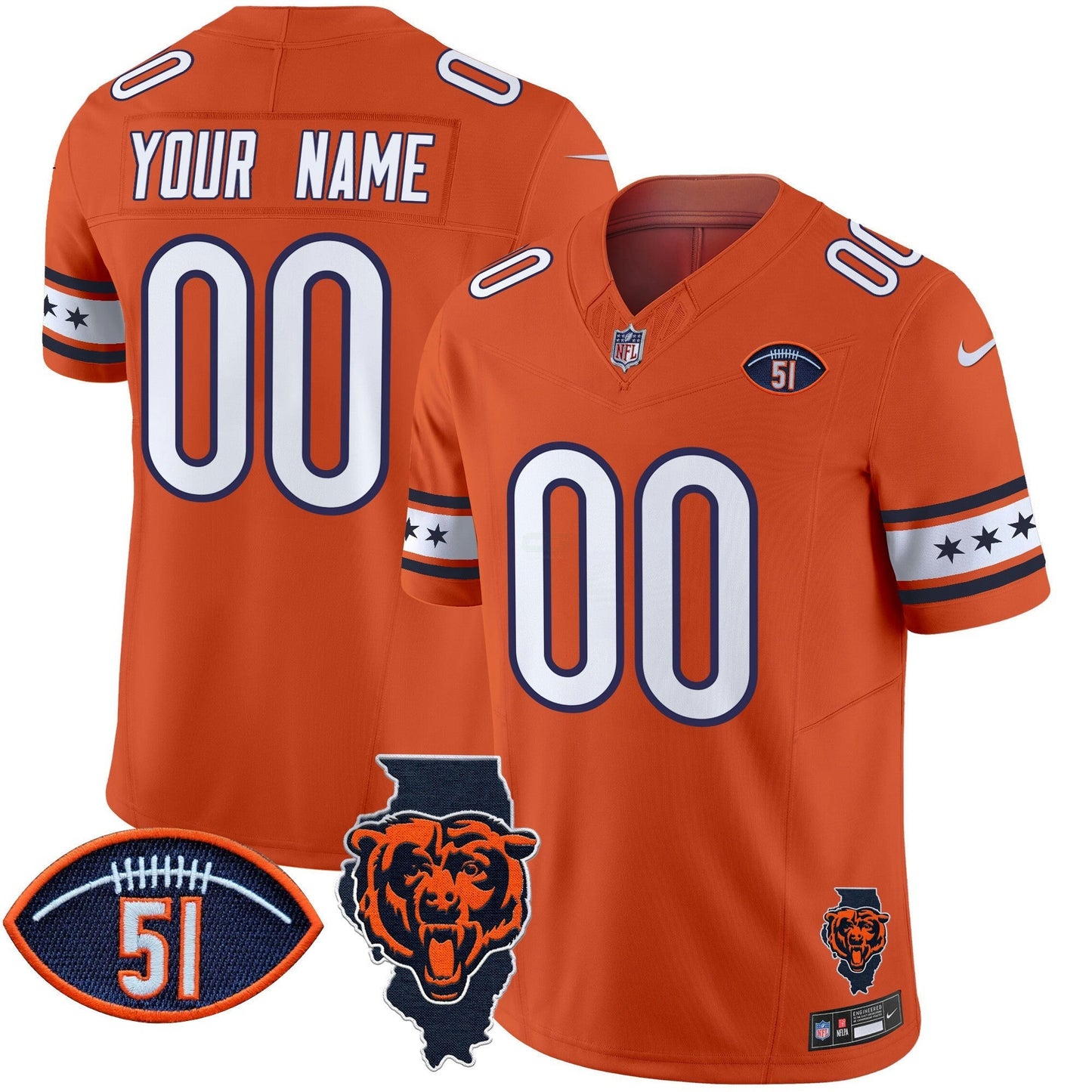 Camisa NFL Illinois & Dick Butkus Patch Vapor Limited Jersey