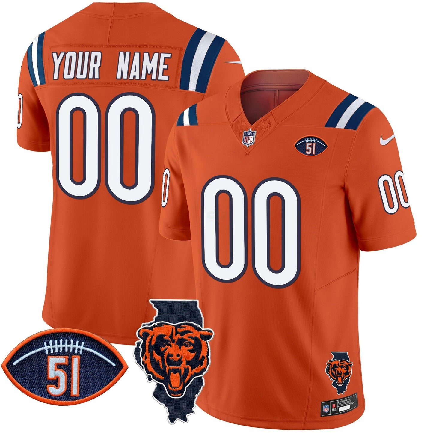 Camisa NFL Illinois Patch Vapor Limited Jersey V2