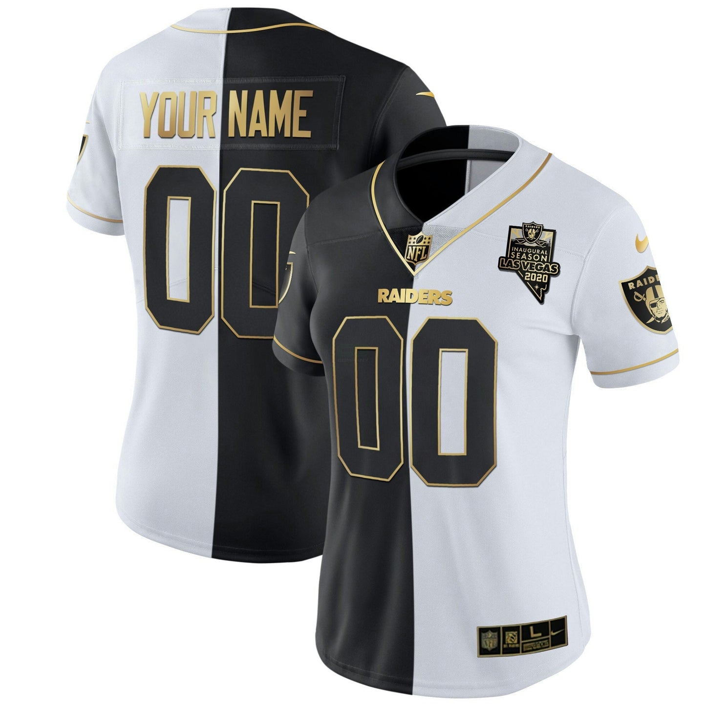 Camisa NFL Inaugural Season Patch Dourada & Split Custom Name and Number
