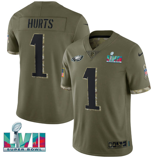 Camisa NFL Jalen Hurts Super Bowl Salute To Service Patch Jersey - Salute To Service