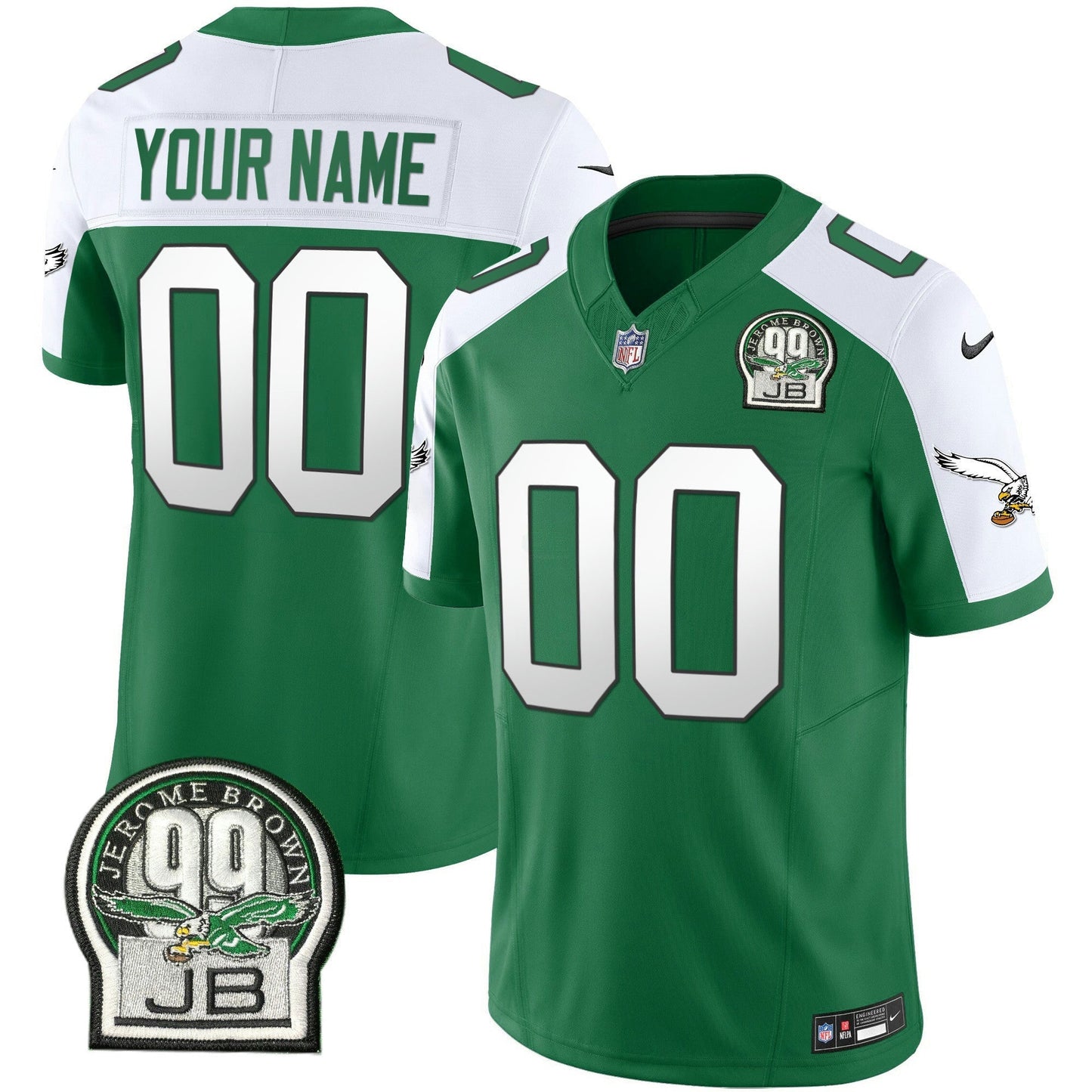 Camisa NFL Jerome Brown Patch Kelly Green Alternativa Jersey