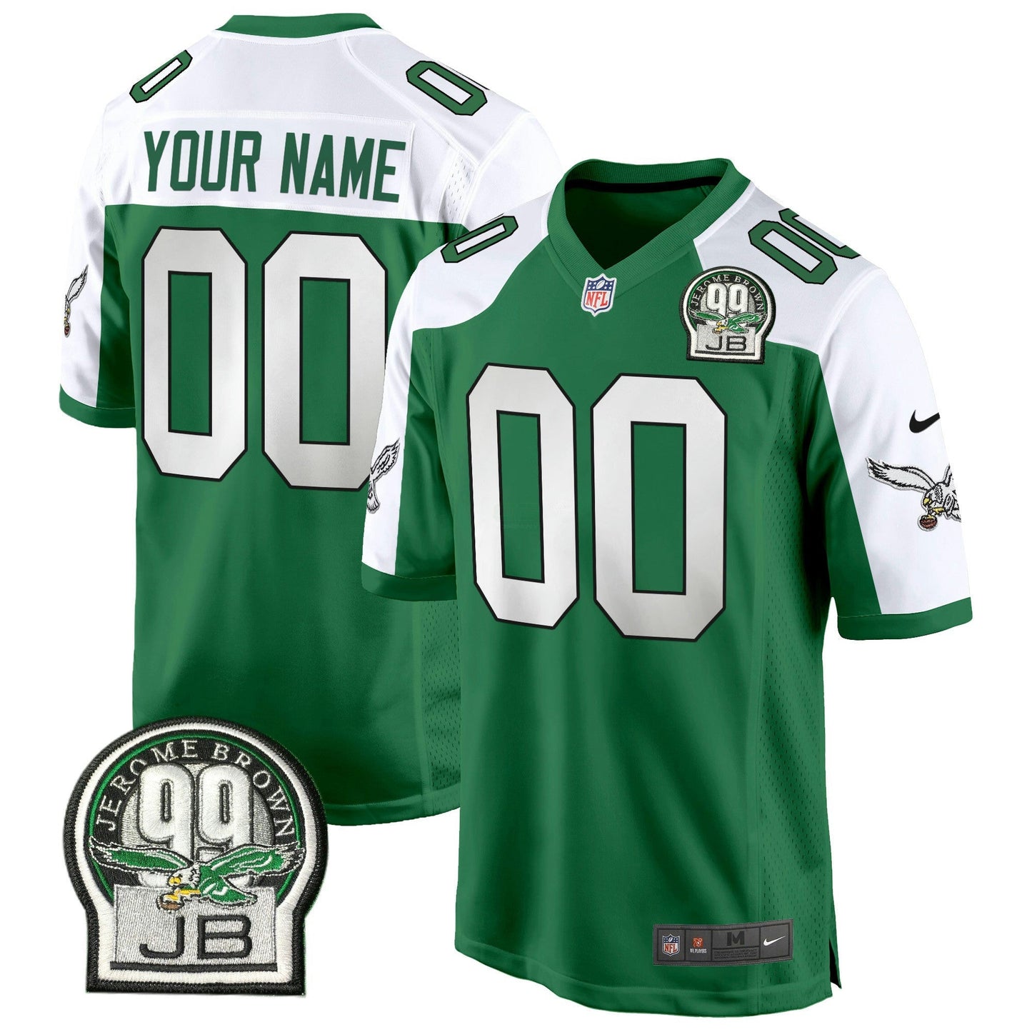 Camisa NFL Jerome Brown Patch Kelly Green Game Jersey