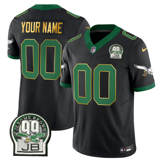 Camisa NFL Jerome Brown Patch Kelly Verde Dourada Trim Jersey