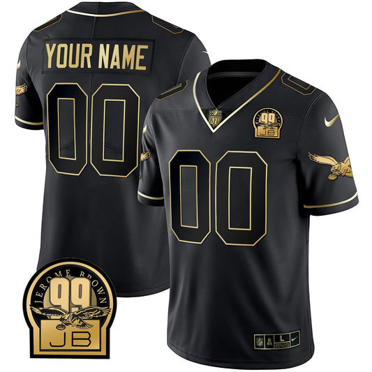 Camisa NFL Jerome Brown Retired Patch Dourada & Kelly Jersey