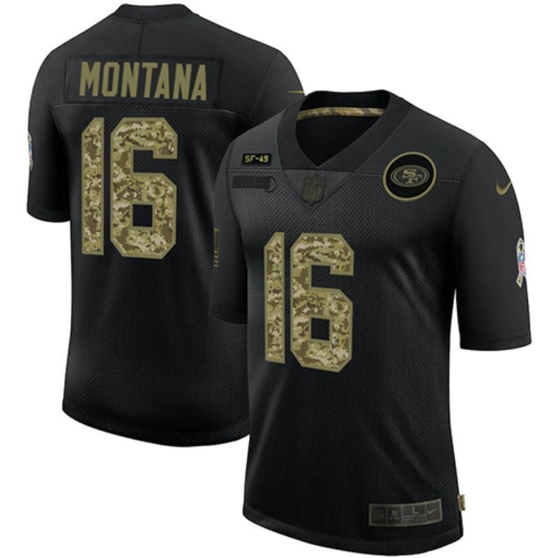 Camisa NFL Joe Montana Salute To Service Camuflada Preta Jersey - Joe Montana