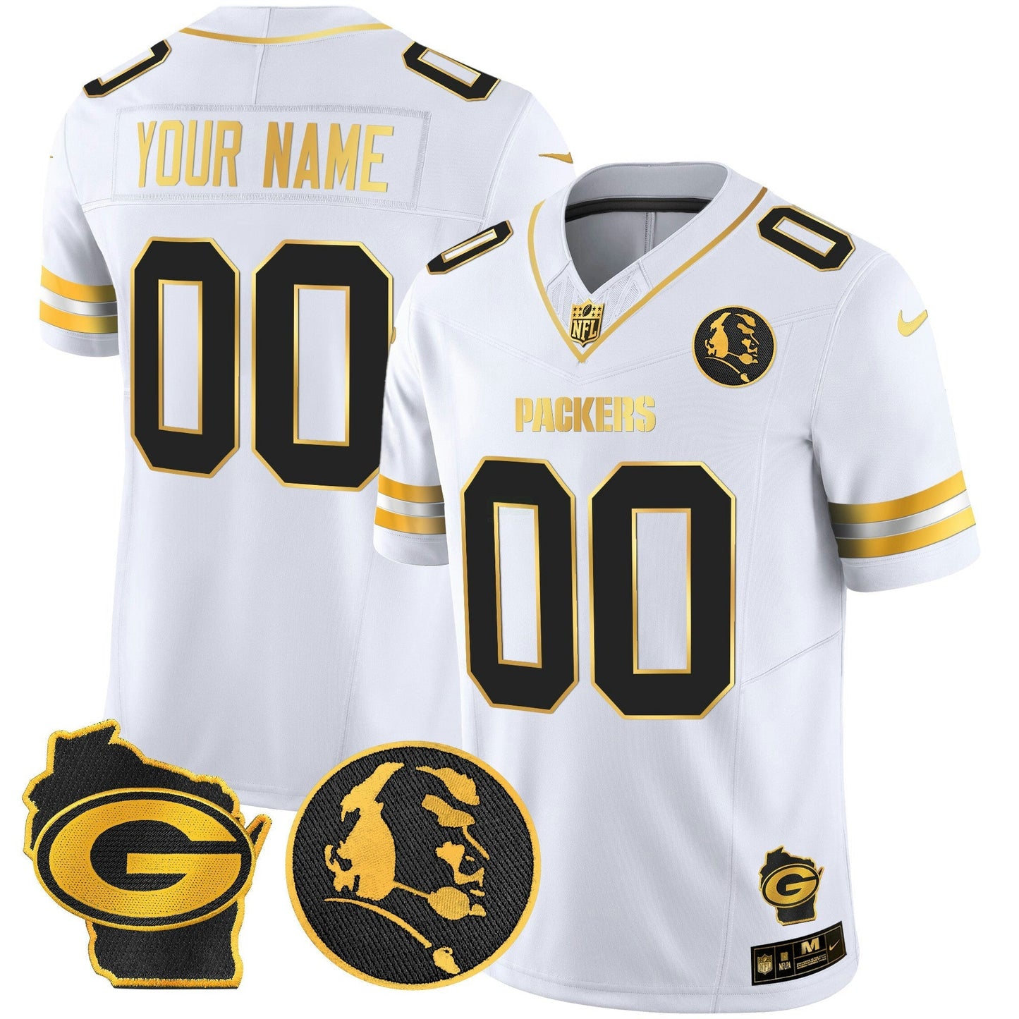 Camisa NFL John Madden & Home Patch Dourada Vapor Limited Jersey